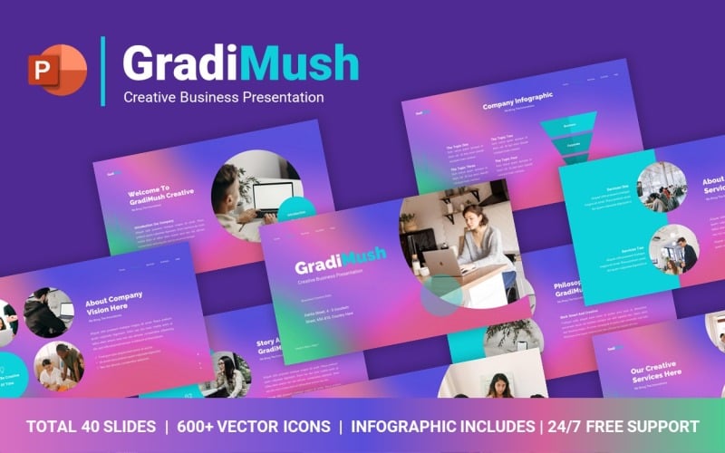 GradiMush Creative Business Sjablonen PowerPoint presentatie