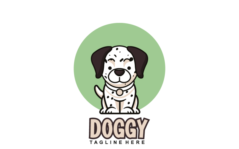 Modello di logo carino cane felice seduto