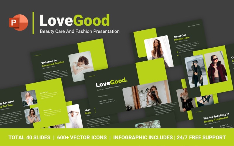 Modelo de PowerPoint LoveBood Beauty Care And Fashion