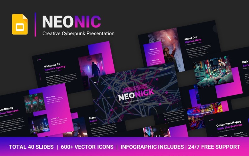 NeoNick Creative Cyberpunk Premium Google Slaytları