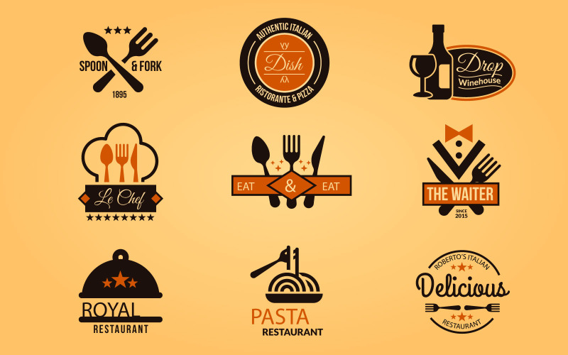 Restoran ve Bar Logosu ve Öğesi