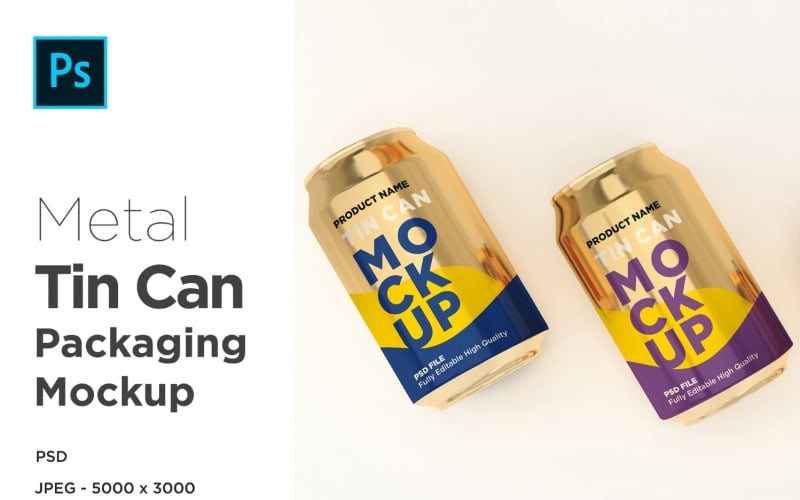 Three Food Tin Can Mockup