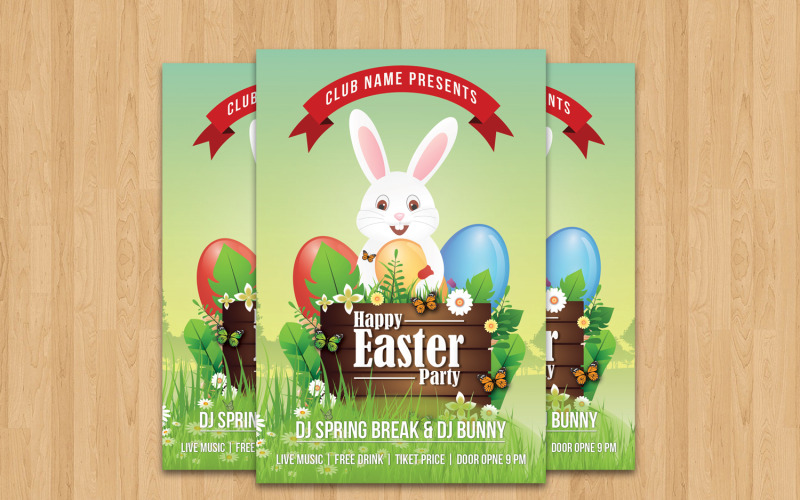 Modèle d'identité d'entreprise de flyer de fête de Pâques