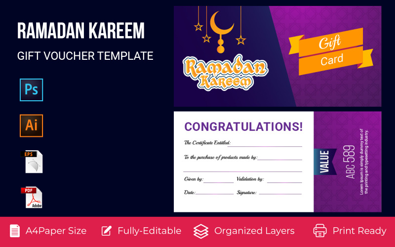 Ramadan ajándék kupon különböző kedvezménnyel kínál vállalati sablont