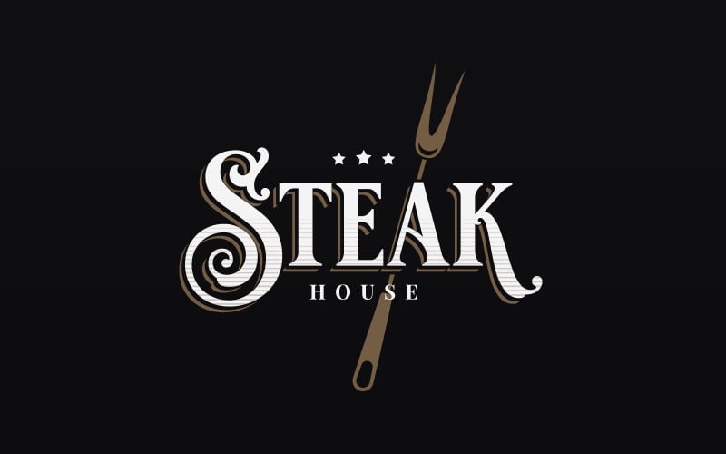 Steak House-logo op zwarte logo-sjabloon