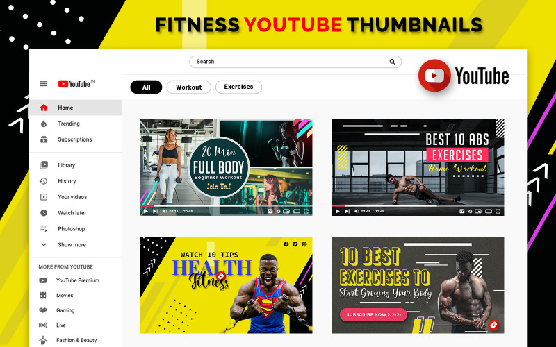 Fitness Youtube Thumbnails Réseaux sociaux