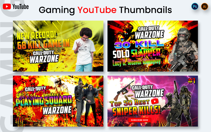Gaming YouTube Thumbnails Réseaux sociaux