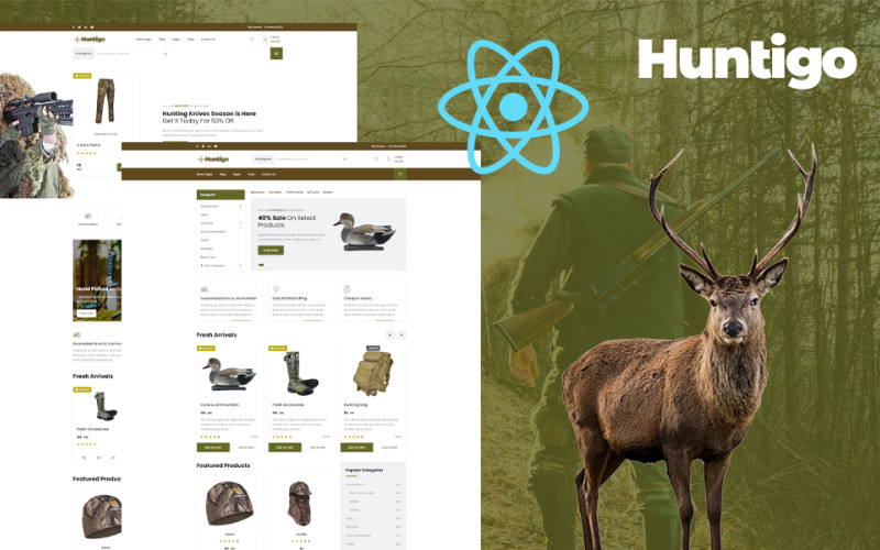 Huntigo - Website-sjabloon voor jacht en munitiereactie