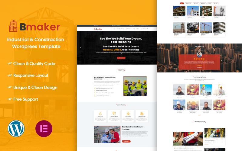 Bmaker - WordPress-tema för konstruktion