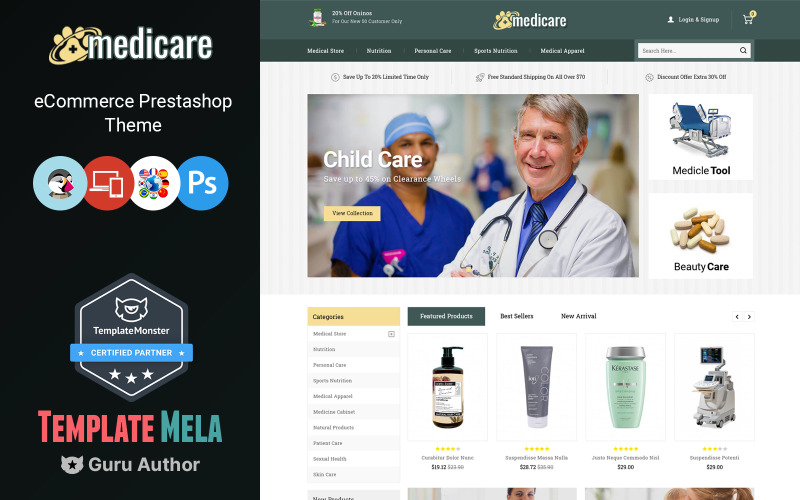 Medicare - Тема PrestaShop для аптек и лекарств