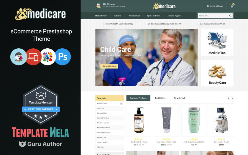 Medicare - 药房和药物 PrestaShop 主题
