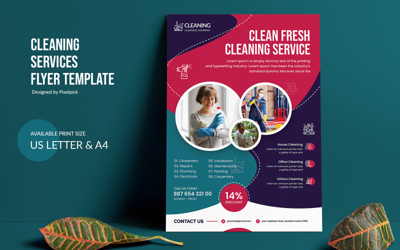 Modèle d'identité d'entreprise Flyer Service de nettoyage