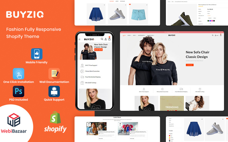 Buyzio - Многоцелевая тема для Shopify, посвященная моде и одежде