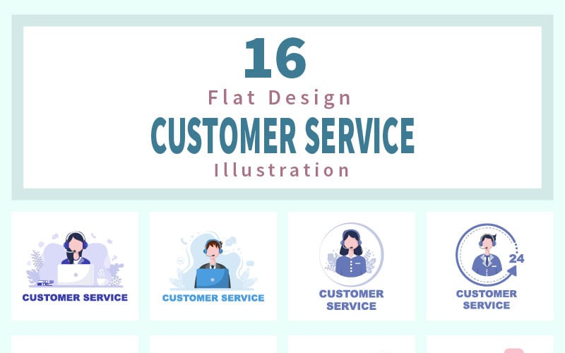 16 Comuníquese con nosotros Ilustración de servicio al cliente