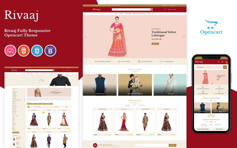 Rivaaj - modelo OpenCart responsivo para casamento