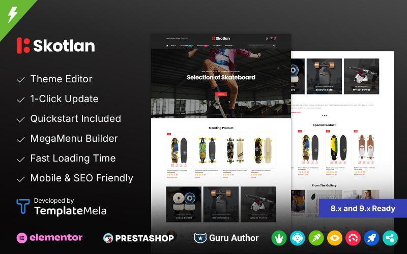 Skotlan - PrestaShop-thema voor skateboard- en sportwinkels