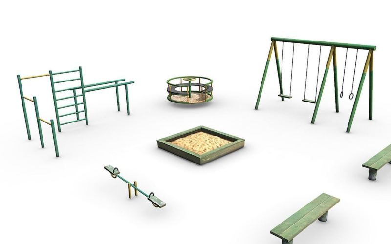 Детская площадка Low-poly 3D модель
