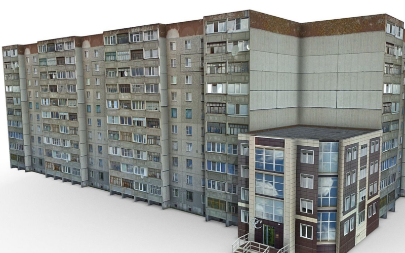 3D-model voor woningbouw met 10 verdiepingen