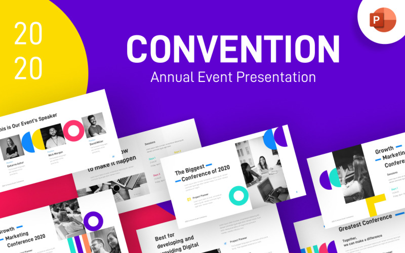 Konference Každoroční událost Kreativní šablona aplikace PowerPoint