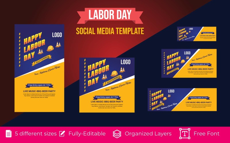 Labor Day Social Media Banner Hintergrund Design