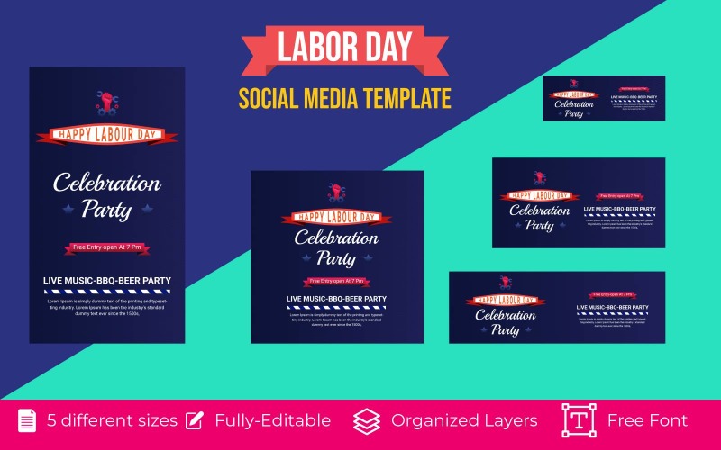 Social Media Banner Design für den USA Labour Day