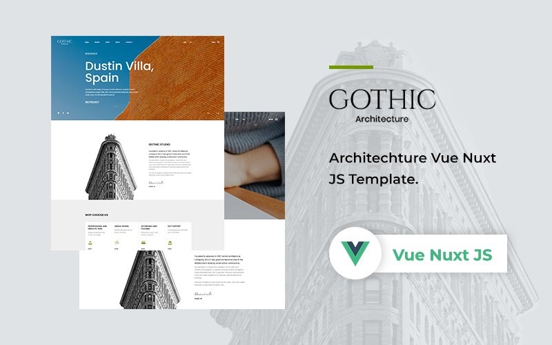 Gothic - Architektur Vue Nuxt JS Website-Vorlage