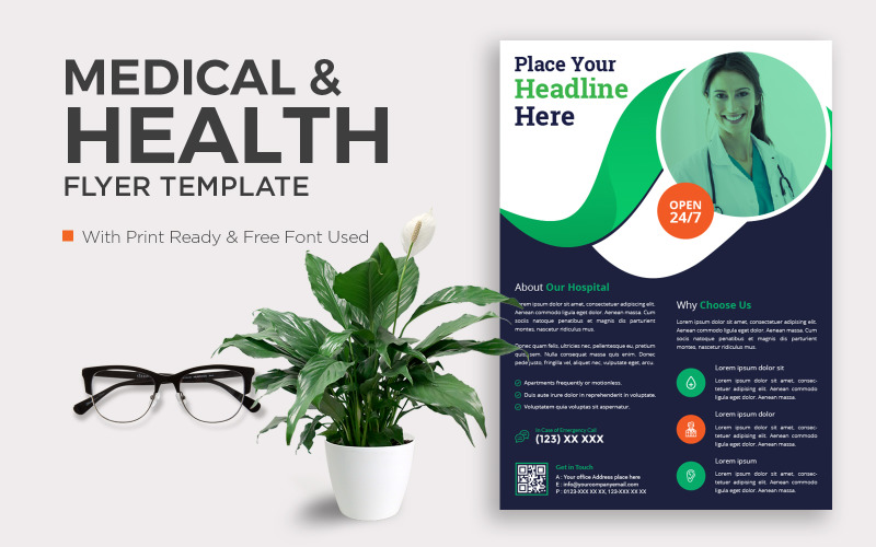 Modello di identità corporativa di flyer medico per affari e pubblicità