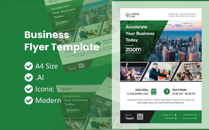 网络研讨会业务活动Zoom Flyer Brochure企业形象模板