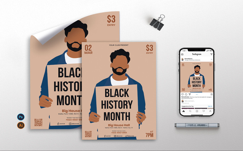 Black History Month vol 1 Flyer Poster Instagram Corporate identity