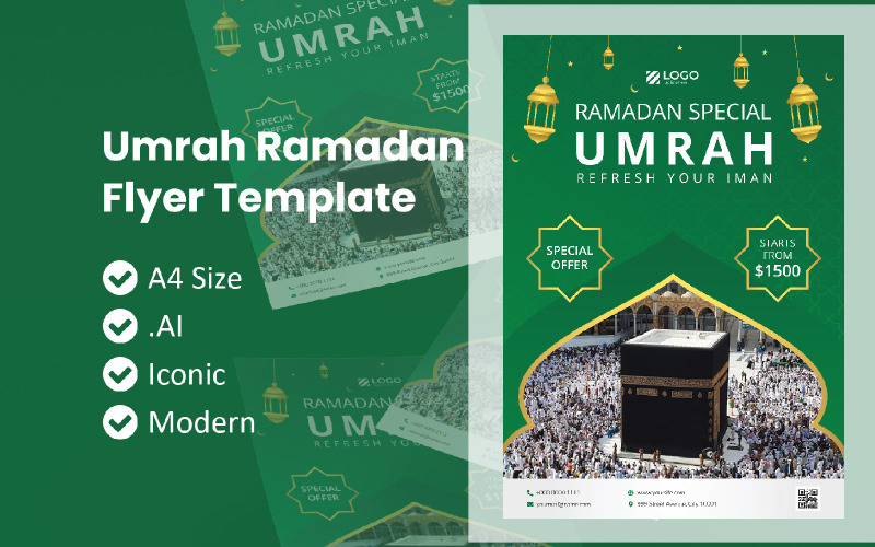 Brochure Flyer de la Omra Ramadan 2021 Modèle d'identité d'entreprise