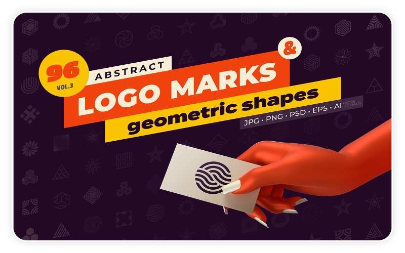 Colección de 96 marcas de logotipos abstractos y formas geométricas (plantilla de logotipos)