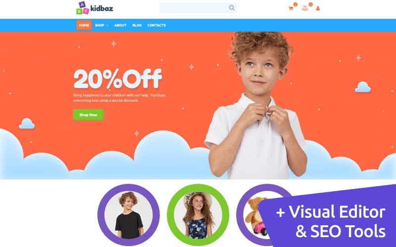 Diseño de sitios web de comercio electrónico para niños MotoCMS
