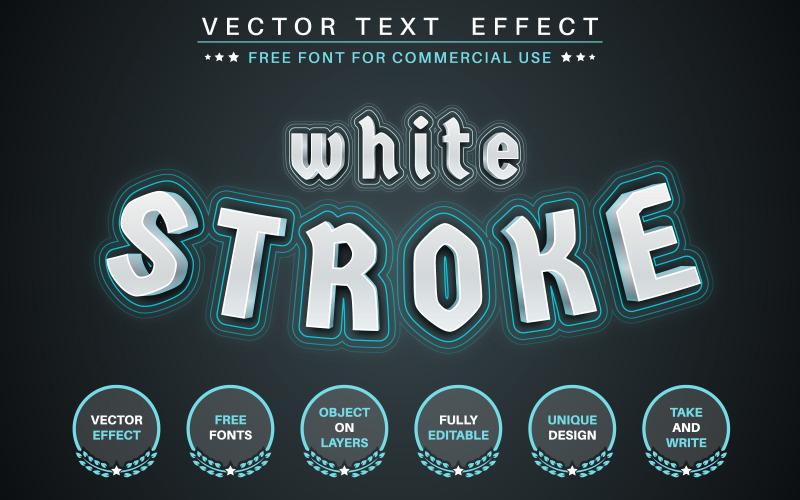 White Stroke - Editable Text Effect,  Font Style Illustration