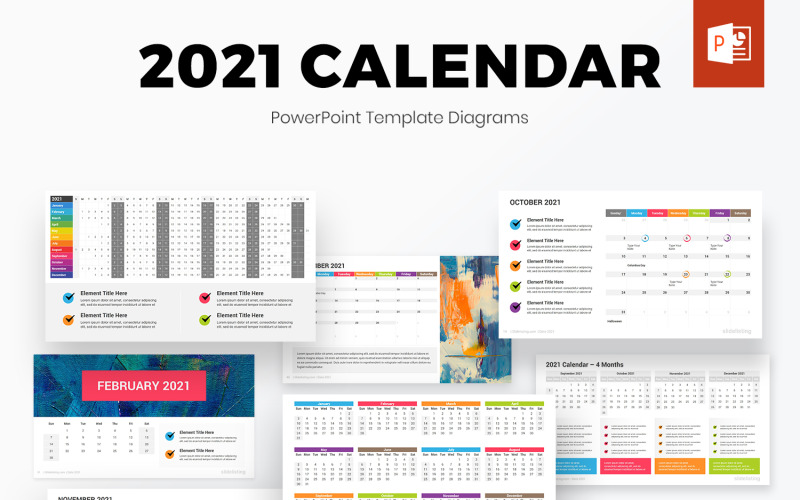 2021 PowerPoint-diagram för kalender