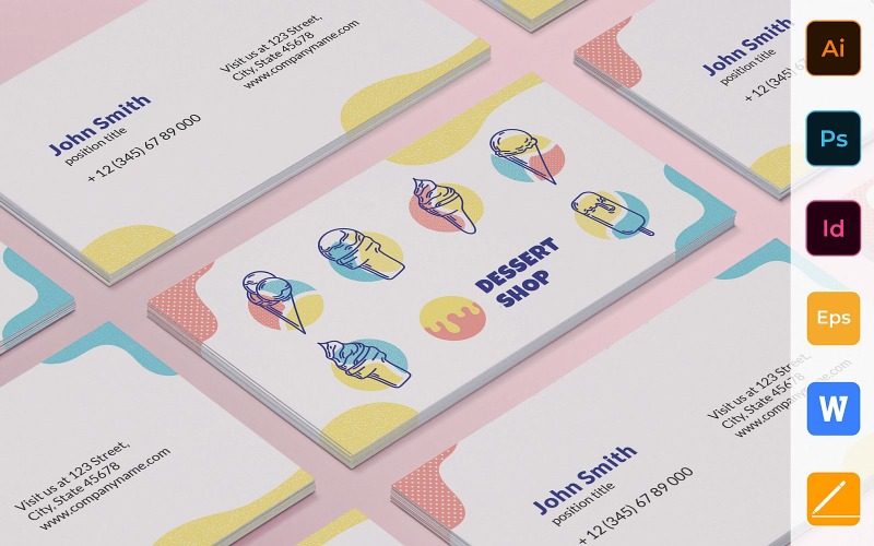 Modèle de Carte de visite de magasin de crème glacée professionnelle