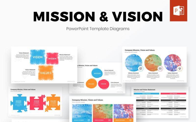 Modèle de diagrammes PowerPoint de mission et de vision