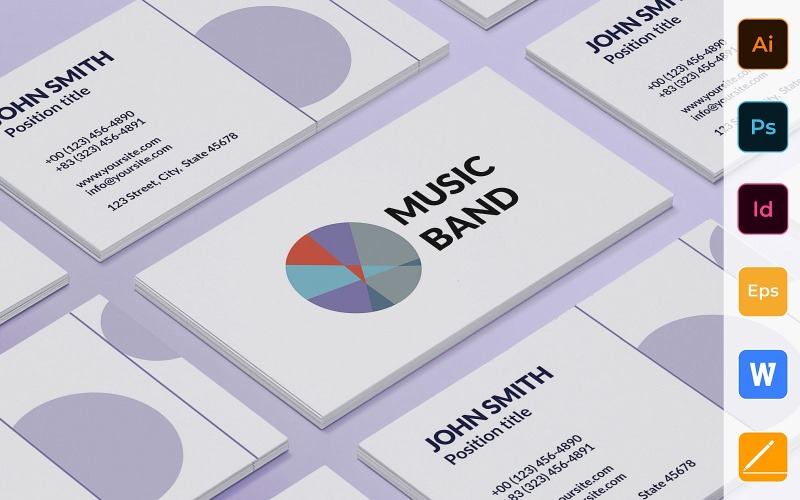 Modèle de Carte de visite de groupe de musique professionnel