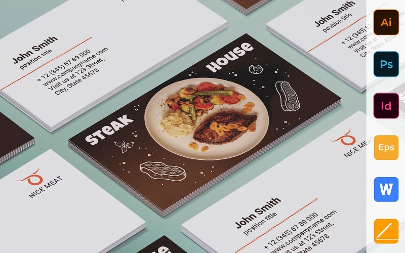 Modèle de Carte de visite professionnelle de steak house