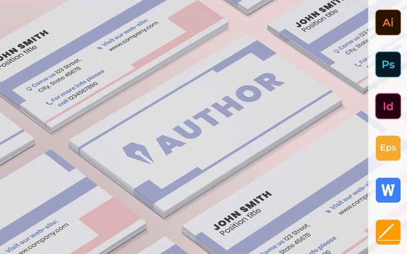 Professional Author Business Card Template TemplateMonster