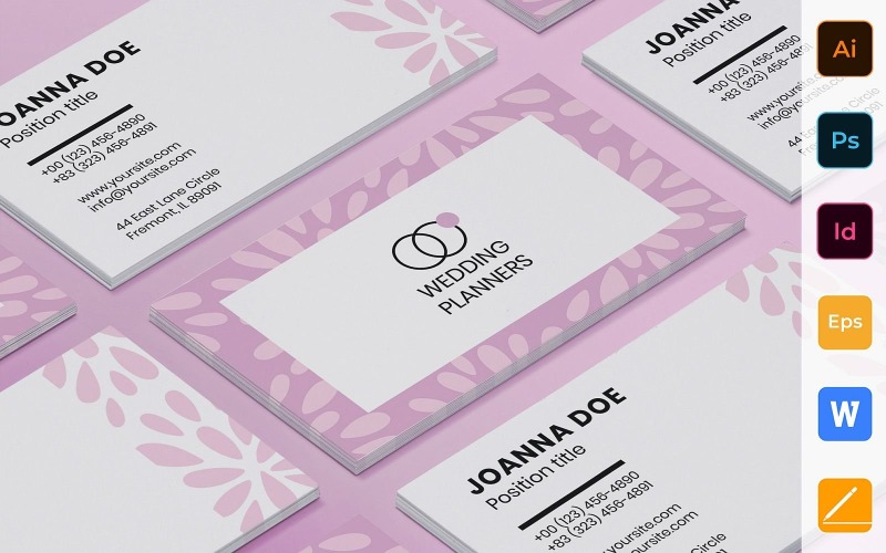 Professzionális esküvőszervező névjegykártya sablon