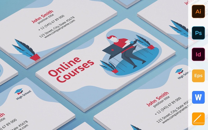 Professzionális online tanfolyamok névjegykártya sablon