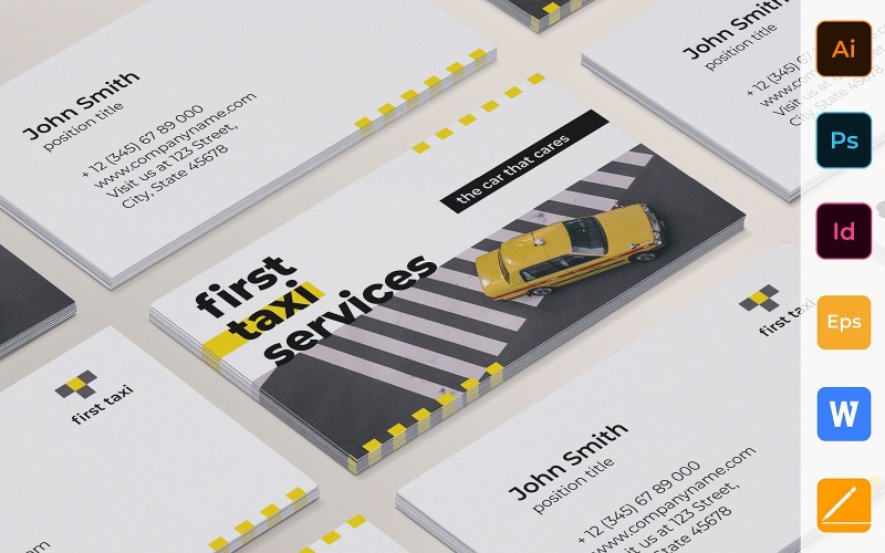 Professzionális taxi szolgáltatások névjegykártya sablon