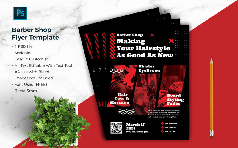Barbershop Flyer vol.03 Modello di identità aziendale