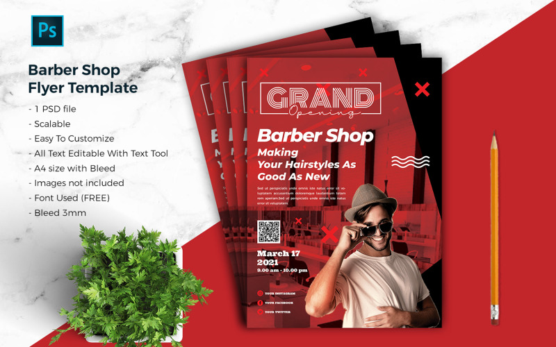 Barbershop Flyer vol.04 Modello di identità aziendale