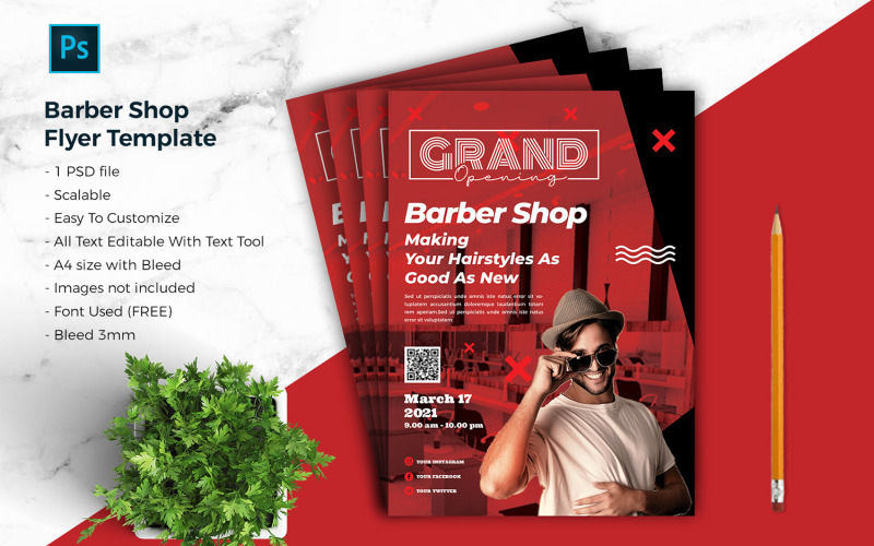 Barbershop Flyer Vol.04 Vorlage für Corporate Identity