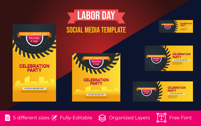 Labor Day Social Media Banner Background Design