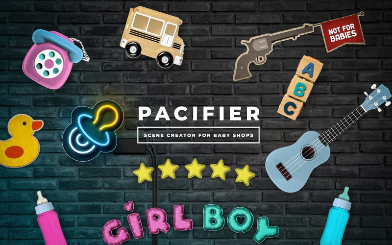 Pacifier - Baby Shop Scene Creator Product Mockup