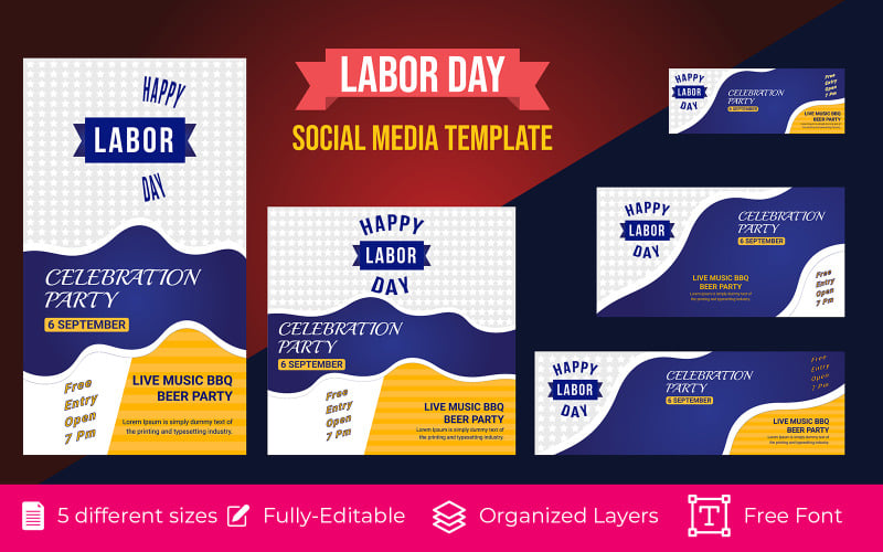 Social Media Banner Design az USA Labor Day-re