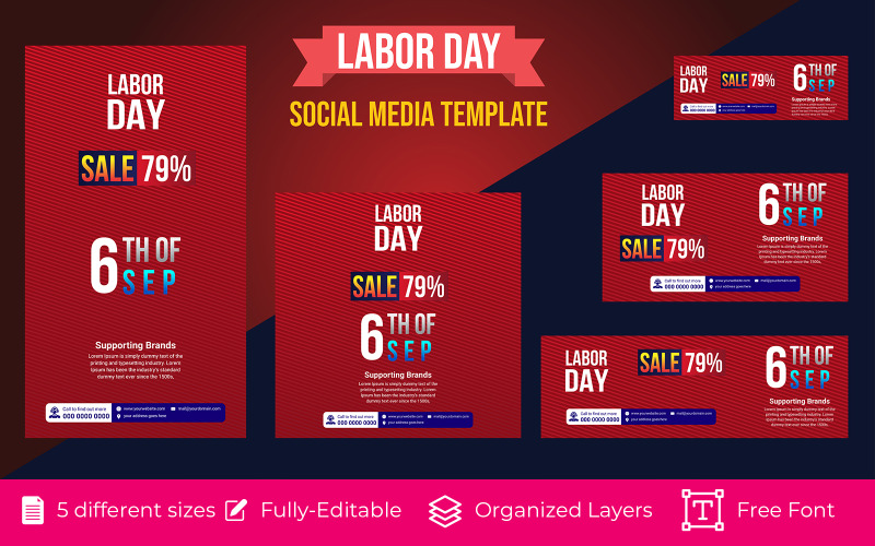 Social Media Banner-ontwerp voor Happy Labor Day