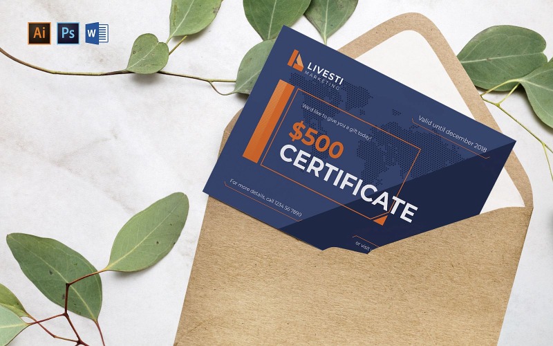 Plantilla de certificado de regalo para agencia de marketing profesional